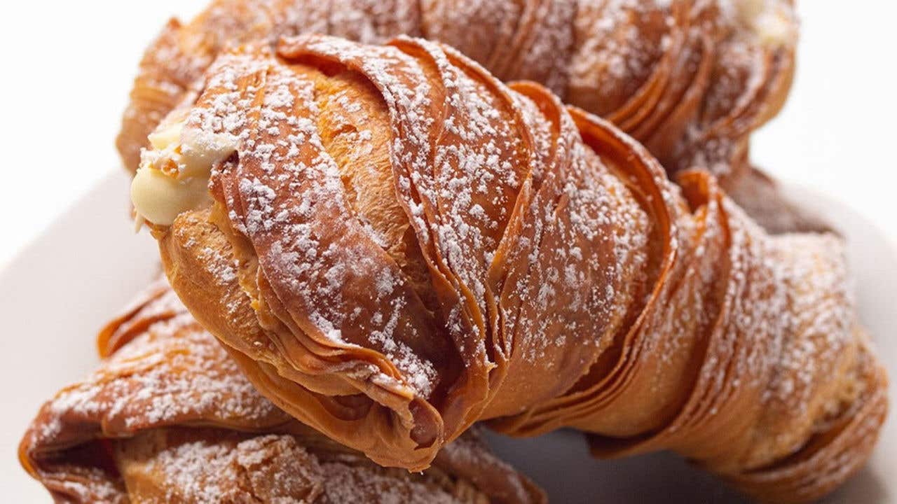 Flaky Italian lobster tail pastries filled with sweet cream.