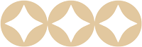 Three repeating geometric star shapes aligned in a row.
