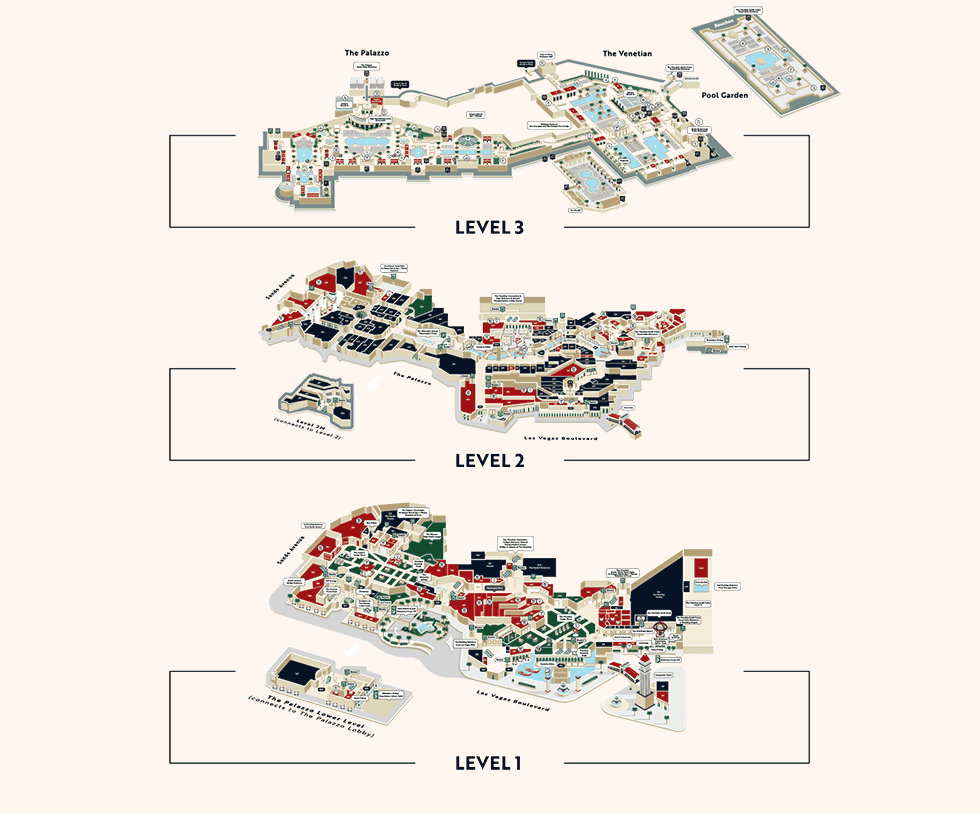 Digital Map of The Venetian Resort | The Venetian Las Vegas, image size:980x814