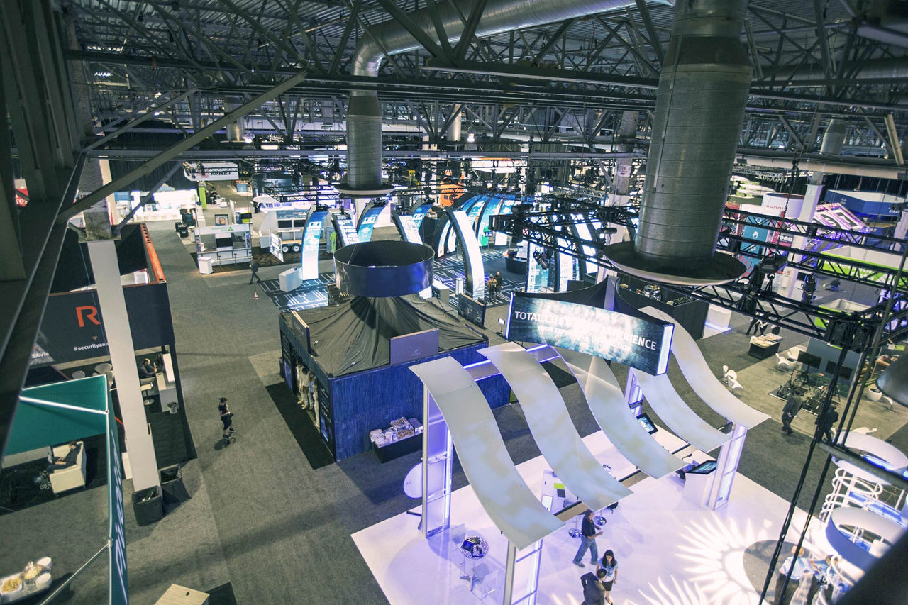 Aerial view of the interior of an Expo hall at the Venetian Resort.